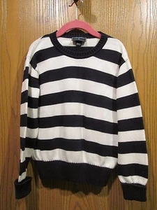 Oscar de la Renta Boy's White & Blue Striped Cotton Pullover Sweaters Size 8Y - Picture 1 of 4