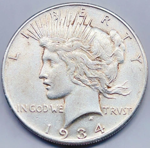 1934-S XF+ Peace Silver Dollar RD 613 Cover