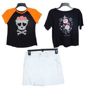 Girls Lot 3 Celebrate! Wonder Nation Short Sleeve Graphic T-Shirts Skirt Set XL - Picture 1 of 10