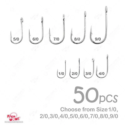 FISH WOW!® 50pcs 6X Siwash Nickel Hook w/ Open Eye 1/0 2/0 3/0 4/0 5/0 6/0 7/0 8/0 9/0 lot