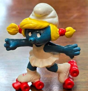 Smurfs 20126 Rollerskates Smurfette Vintage Smurf Figure PVC Toy Figurine 80s - Picture 1 of 6