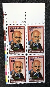 1992USA #2617 29c WEB Du Bois Black Heritage - Plate (#113222) Block of 4 Mint - Picture 1 of 1
