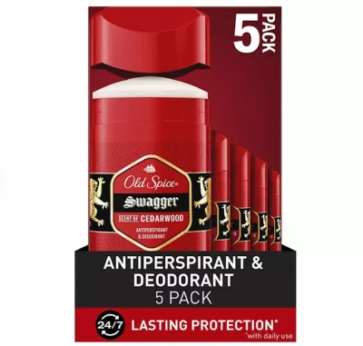 Five (5) Deodorant Sticks Old Spice Swagger Cedarwood Antiperspirant Deodorant - Image 1 of 2