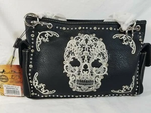 Montana West Sugar Skull Conceal Carry Purse with Matching Wallet (1 Set) - NEW - Picture 1 of 11