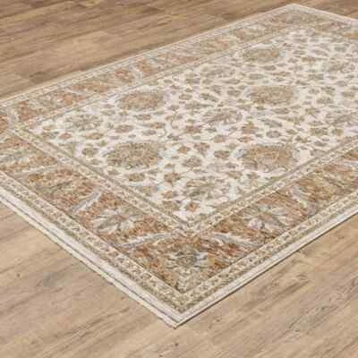 Area Rug 2x3 Classic design oriental ziegler 60x90cm Beige and Red floral decor - Image 1 of 4