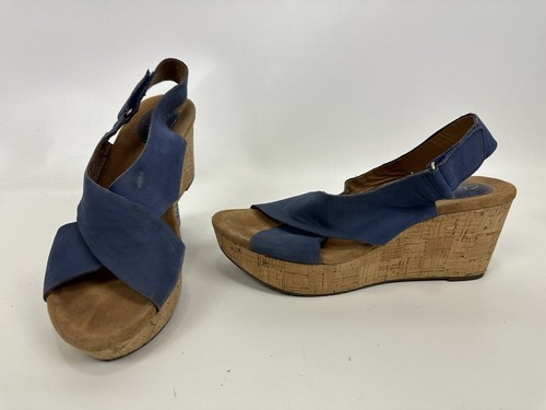 Sandali donna Clarks Artisan Caslynn Shae blu sughero zeppa pelle 9 5
