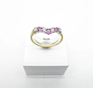 9ct Gold Ruby Ring Wishbone Yellow & White Gold Hallmarked size N Gift Box - Picture 1 of 7