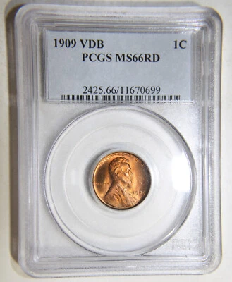 1909 VDB Lincoln Wheat Cent. PCGS. MS66RD. PLEASE SEE DESCRIPTION [11670699] - Image 1 of 4