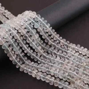 1 Strand Aquamarine Rondelles, Faceted Beads, 9.5 Inches 7mm Gemstone Briolettes - Picture 1 of 4