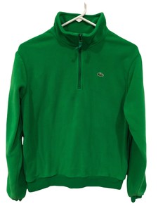 Lacoste Size 16 Kids Green Soft Fleece Long Sleeve 1/4 Zip Sweatshirt Pullover