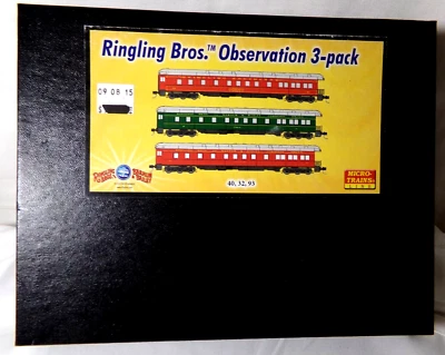 Micro Trains 99301320 Ringling Bros. Observation 3-Pack 40,32,93 / N Scale/NIB - Image 1 of 3