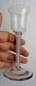 GENUINE 18TH CENTURY GEORGIAN c1750 DOUBLE OPAQUE TWIST STEM WINE CORDIAL GLASS - Picture 1 of 11