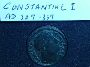 BG-58: AE Roman coin, Emperor: CONSTANTINE I, AD 307-337 OD 18mm, Rare OBV - Picture 1 of 2