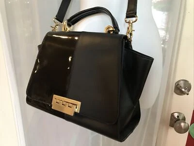 ZAC Zac Posen Black 1/2+1/2 Eartha Iconic Top Handle Purse Crossbody  MSRP $575 - Image 1 of 4