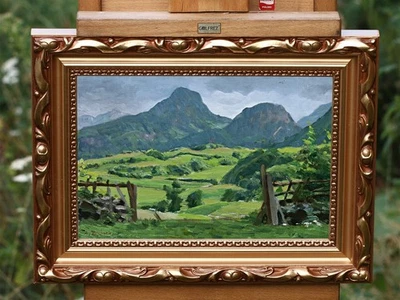 August Blunck (1858–1946) – Gebirgslandschaft – Öl auf Karton, signiert, Rahmen - Bild 1 von 4