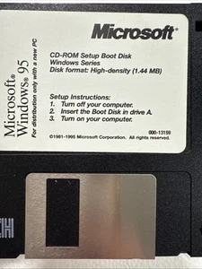 2 1995 Microsoft Windows 95 CD-ROM Setup Series Boot Disk 3.5" Disks - Untested - Picture 1 of 5