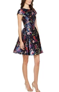 Ted Baker Women navy Fluxam floral mini dress size 5 Uk 16 (B) - Picture 1 of 13