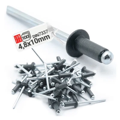 Rivets aveugles DIN 7337 4,8 x 10 mm aluminium/acier 100 pcs RAL 7016 - Photo 1/4