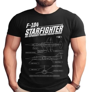 Camiseta negra para adulto F-104 Starfighter Schematic - Imagen 1 de 1