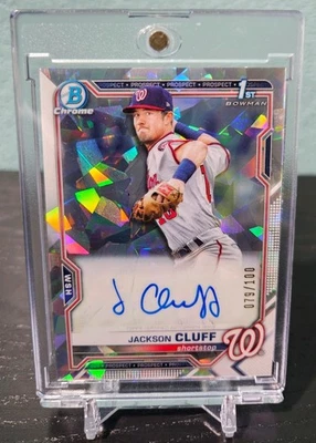 2021 BOWMAN CHROME JACKSON CLUFF CRACKED ICE ATOMIC REFRACTOR AUTO /100 - Image 1 of 2
