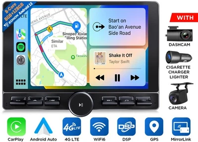 Double DIN 10.1" Android 13 8-Core 8+128 Car Stereo Radio GPS NAVI DSP CarPlay - Image 1 of 4