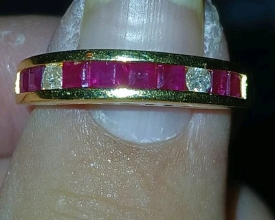 Unbranded 10K Gold, Diamond And Ruby Cocktail Pinky Ring - Image 1 of 4