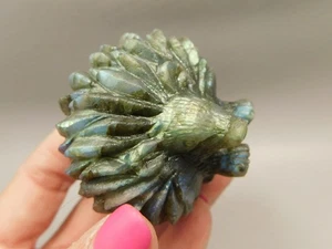 Hedgehog Figurine Labradorite Carved 2.2 inch Stone Animal #O1 - Picture 1 of 9