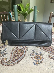 Coccinelle Soft Black Leather Large Clutch Bag - Picture 1 of 11