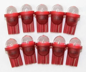 10 Pack Pinball LED's 6.3 volt AC, 555 clear wedge base T10 Cool Red Short, USA - Picture 1 of 1