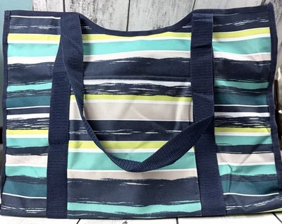 Bolso de Mano Organizador Thirty One Todo el Día Mar Rayas Cremallera Superior Usado en Excelente Condición Foto 1 de 4