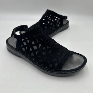 Naot Amadora Wildleder Leder Nubuk Schlüsselloch Sandalen Damen 42 schwarz Open Toe - Bild 1 von 9