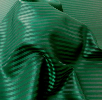 Green & Black Faux Silk Stripe Fabric 60"W Lining Material Suits Jacket Bags  - Image 1 of 3