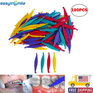 100×Easyinsmile Orthodontic Elastic Placers Plastic Hook for Braces Rubber Bands - Picture 1 of 10