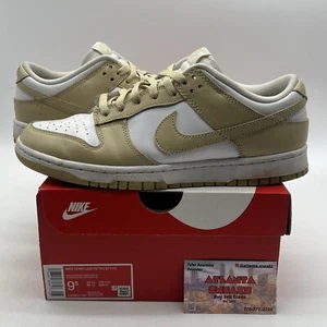 Size 9.5 - Nike Dunk Low Team Gold White Tan Leather (DV0833-100) - Picture 1 of 9