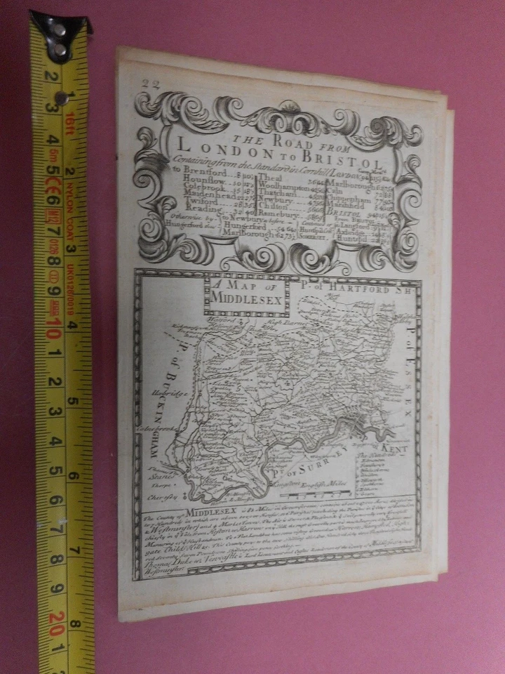 100% ORIGINAL MAPA DE LONDRES DE MIDDLESEX DE E BOWEN C1720 en muy buen estado  Foto 1 de 1