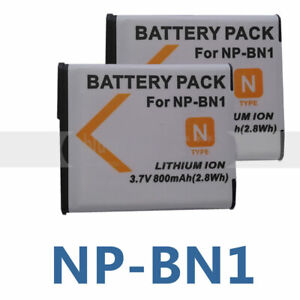 2Pack NP-BN1 N Type Rechargeable Battery For Sony Cyber-Shot DSC-W310 W320 W330