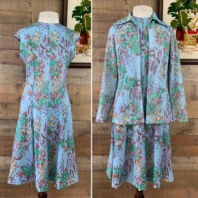 Conjunto de vestido a juego chaqueta tejida callejera Prynts Bleeker vintage años 60 70 MOD Foto 1 de 4