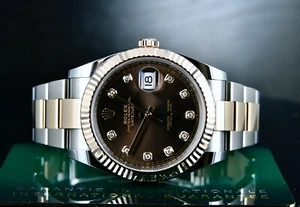 Rolex Datejust 41 Steel & 18K Rose Gold Chocolate 10 Diamond Dial 126331 - Picture 1 of 4