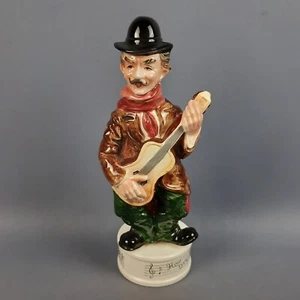 Statue Kachel Polychrome Karaffe Mit Spieluhr Männchen Musiker Likörflasche - Bild 1 von 17