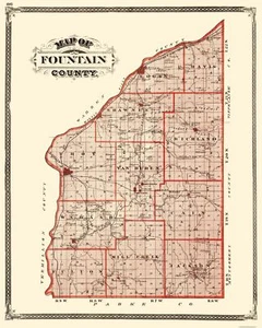 Mapa histórico del condado - Fountain County Indiana - Baskin 1876 - 23 x 28,71 - Imagen 1 de 20