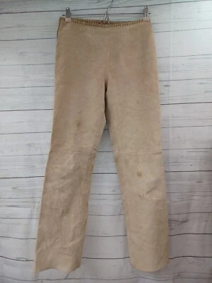 Calça feminina Hugo Buscati vintage couro camurça tamanho pequeno 2 - Imagem 1 de 4