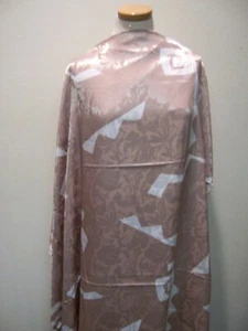 WASHABLE MICROFIBER FABRIC 041 CHIC BEIGE WHITE ABSTRACT PRINT ON  WOVEN JAQUARD - Picture 1 of 3