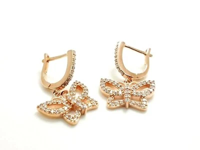 Women's Earrings 925 Sterling Silver White Zircon Butterfly - Image 1 of 3