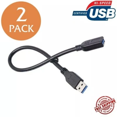2X 1 FT USB 3.0 Extension Cable Type A Male to Female Extender Data Cord 50cm - Image 1 of 4