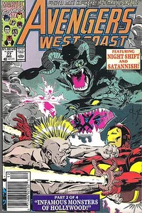 Avengers West Coast  77 dec USA, 1991 Marvel  (with night shift + satannish) - Picture 1 of 3
