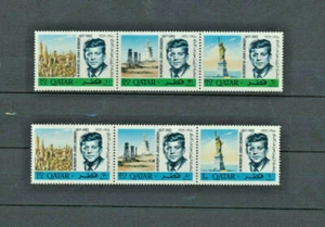 President John F Kennedy Honored on 1966 Mint NH Cplt Set Qatar Scott #102-102A - Picture 1 of 1