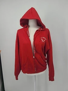 1960s Sportwear Zipup Hoodie Sweatshirt Destroyed, Red , La Merced, Large Retro - Picture 1 of 18