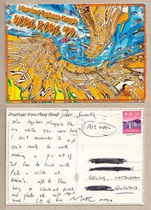 HONGKONG ALTE POSTKARTE - BRIEFMARKE ÜBERLEBT TAIFUN MAGGIE HONGKONG 1999 - Bild 1 von 1