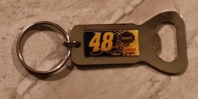 Lowe's 48 Jimmy Johnson Chrome Bottle Opener Keychain. - Image 1 of 2