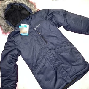 NWT COLUMBIA XS 6/6x youth ski long SNOW JACKET BLUE navy hood Interchange - Picture 1 of 6